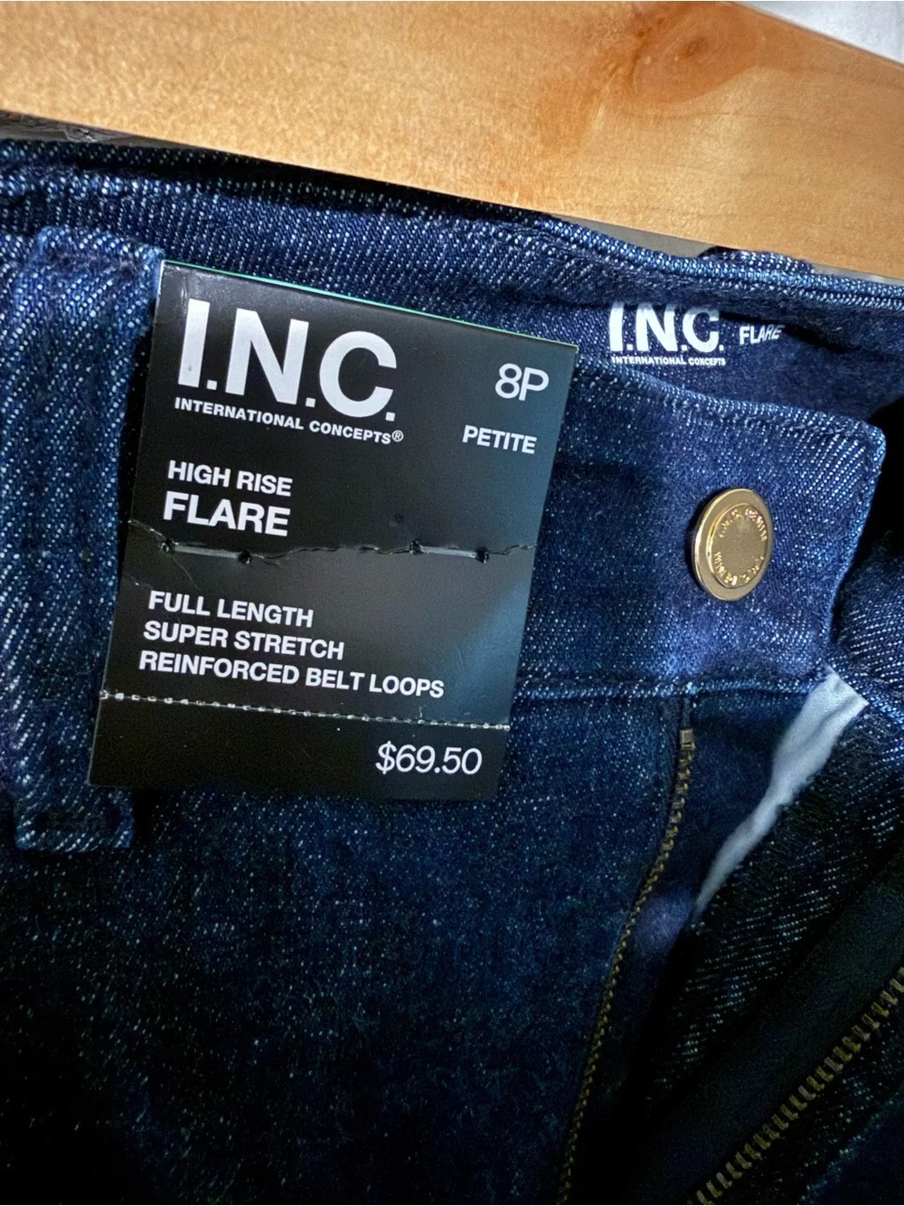 INC International Concepts Dark Blue Flare Jeans